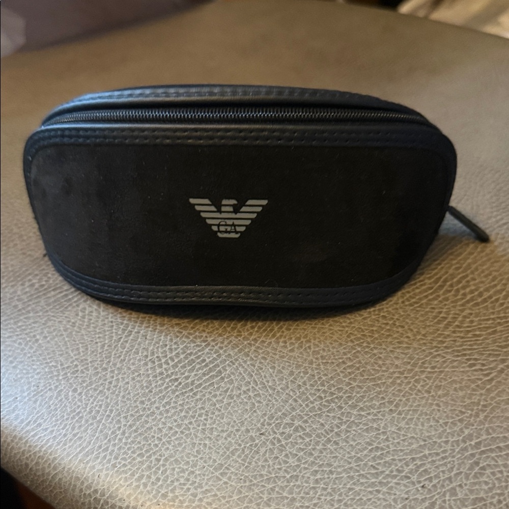 Emporio Armani Black Sunglasses Case, soft case, zip up
